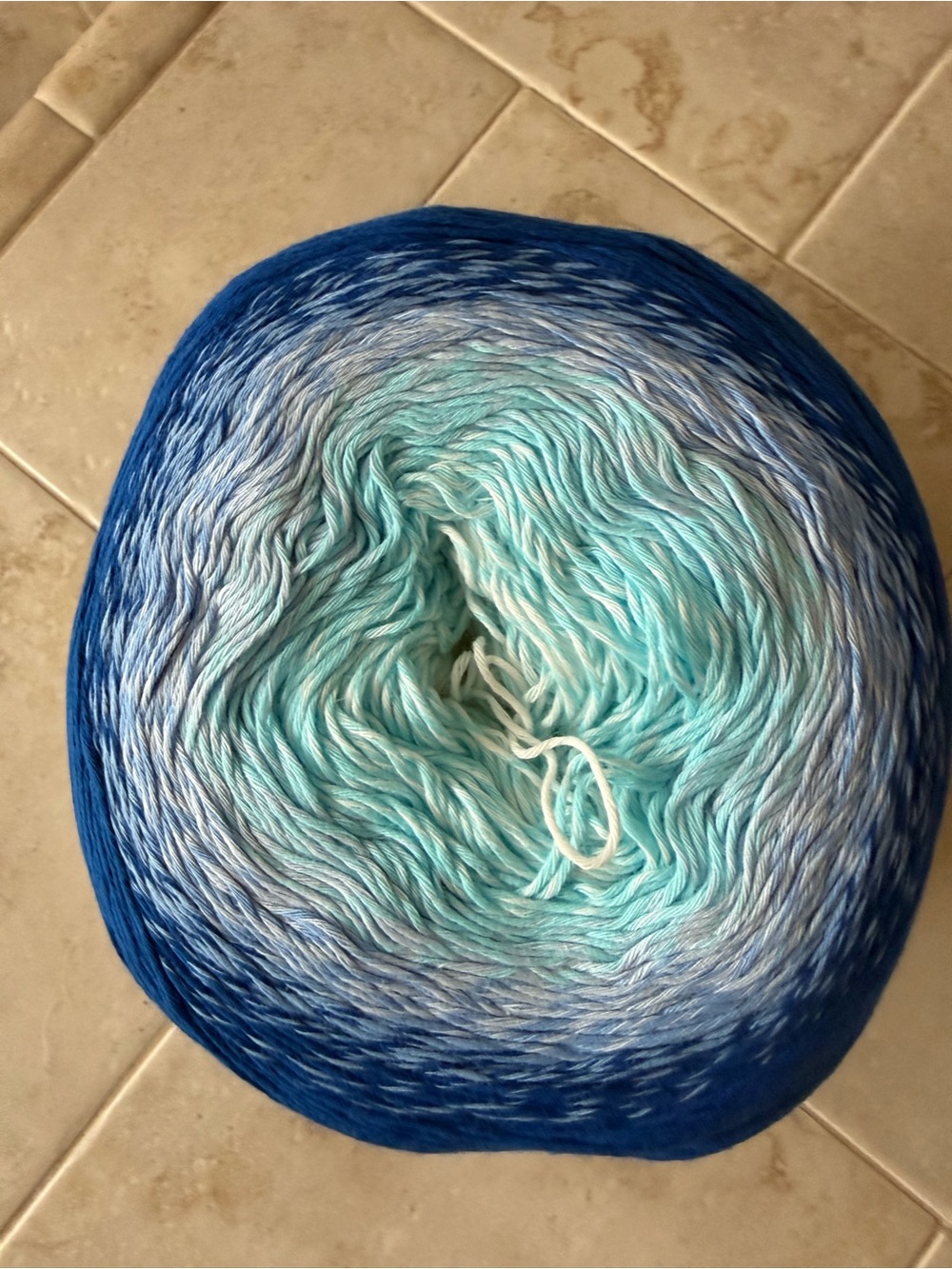 Yarn Art Rosegarden Gradient Blue Ombre Cotton Yarn Cake Soft Aqua to Deep Navy